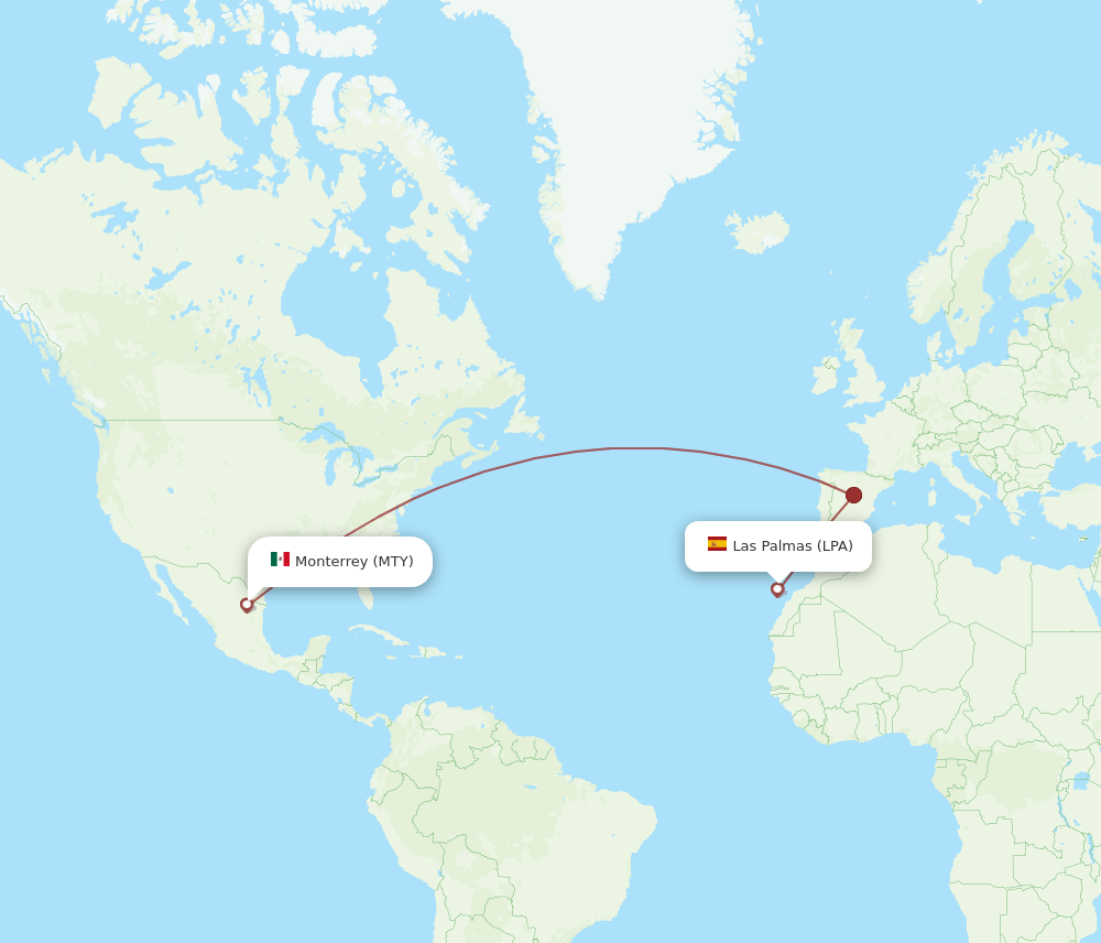 LPA to MTY flights and routes map