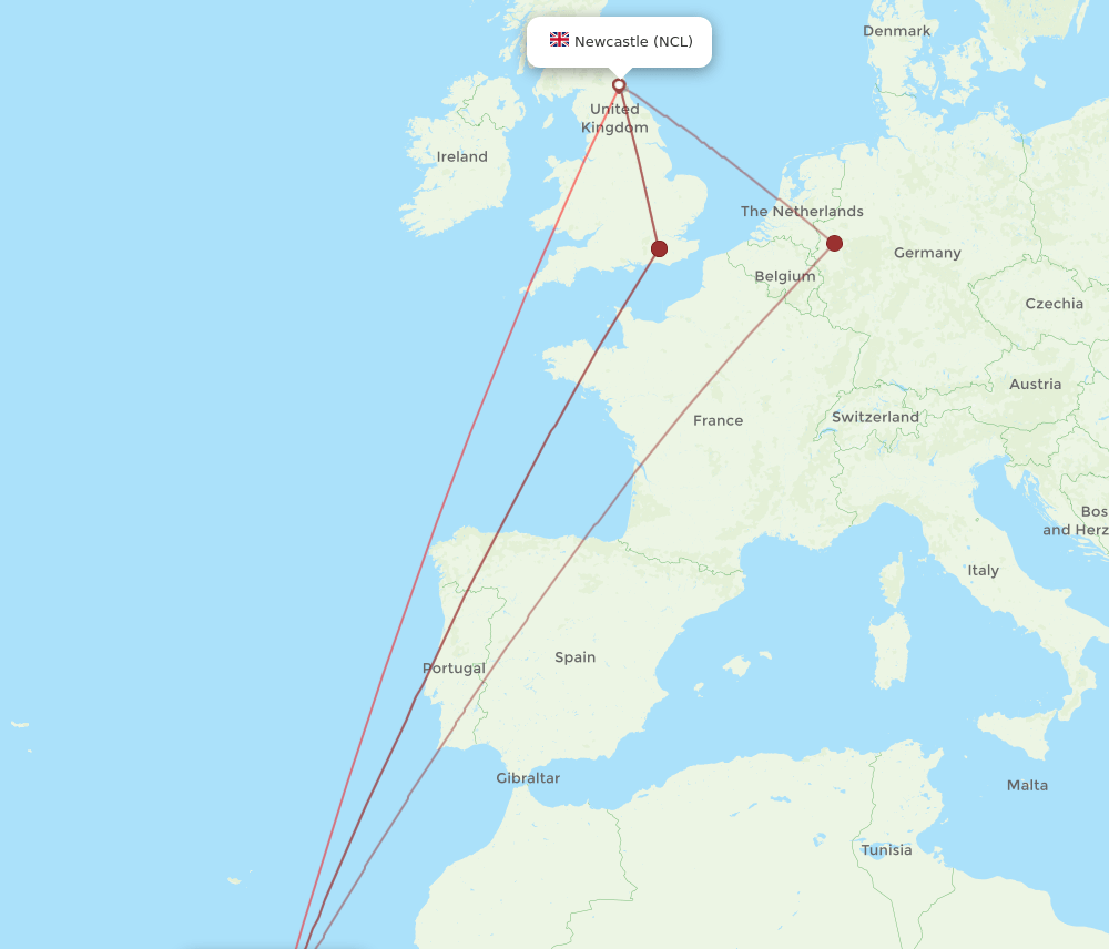 LPA-NCL flight routes