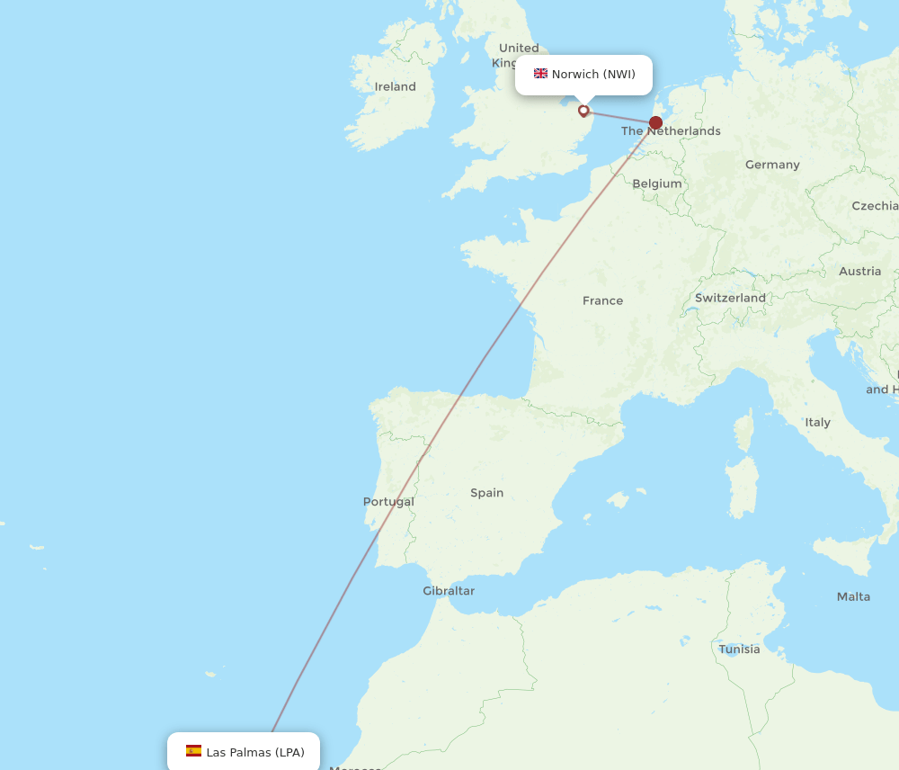 LPA-NWI flight routes