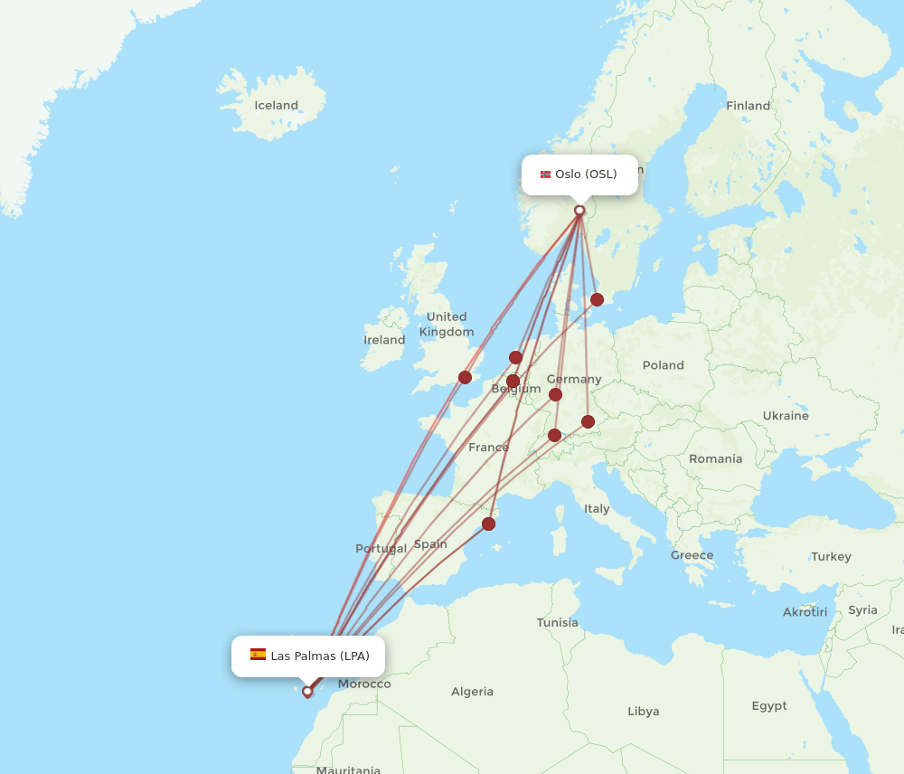 LPA-OSL flight routes