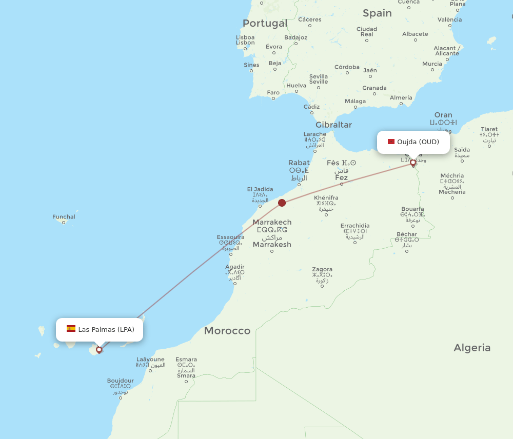 LPA-OUD flight routes