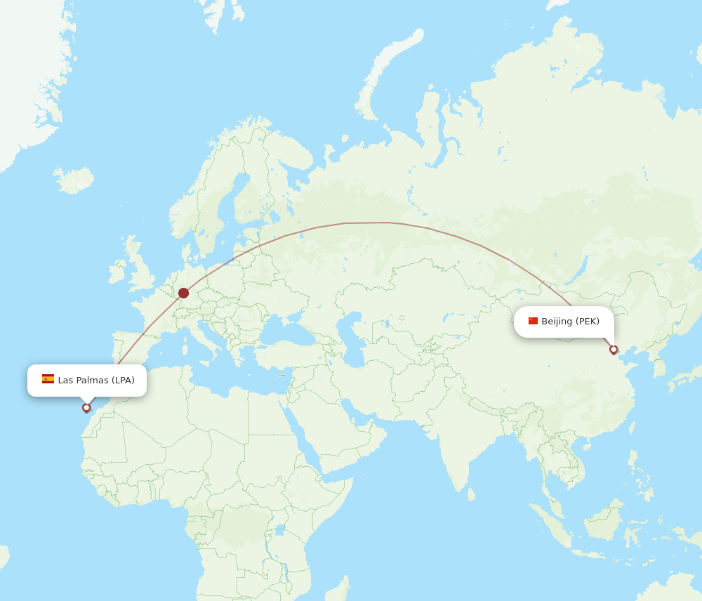 LPA-PEK flight routes