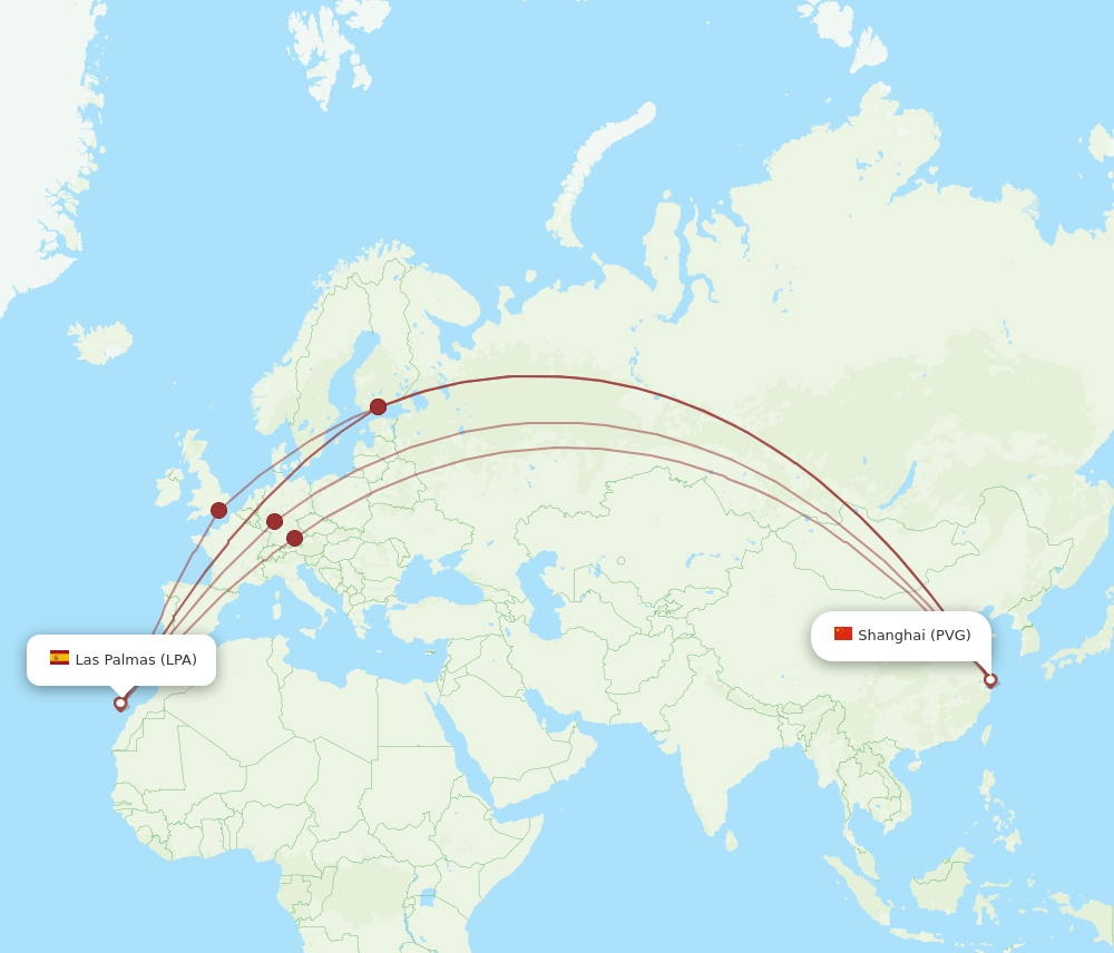 LPA-PVG flight routes