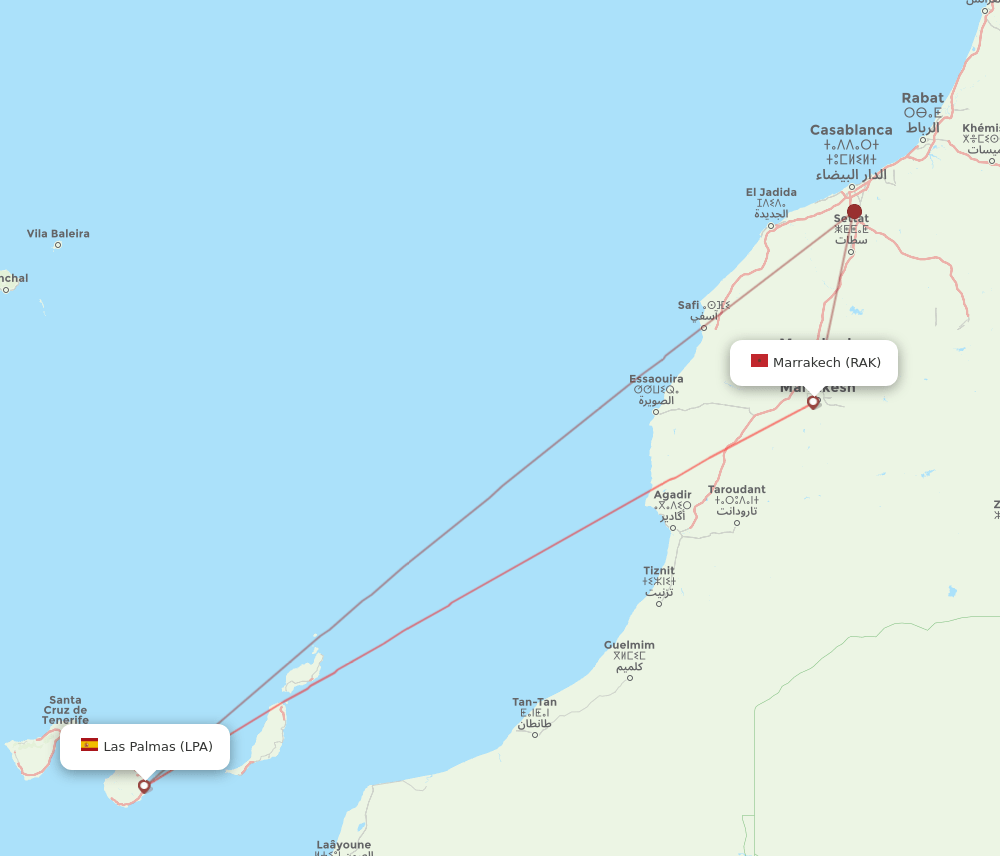 LPA-RAK flight routes