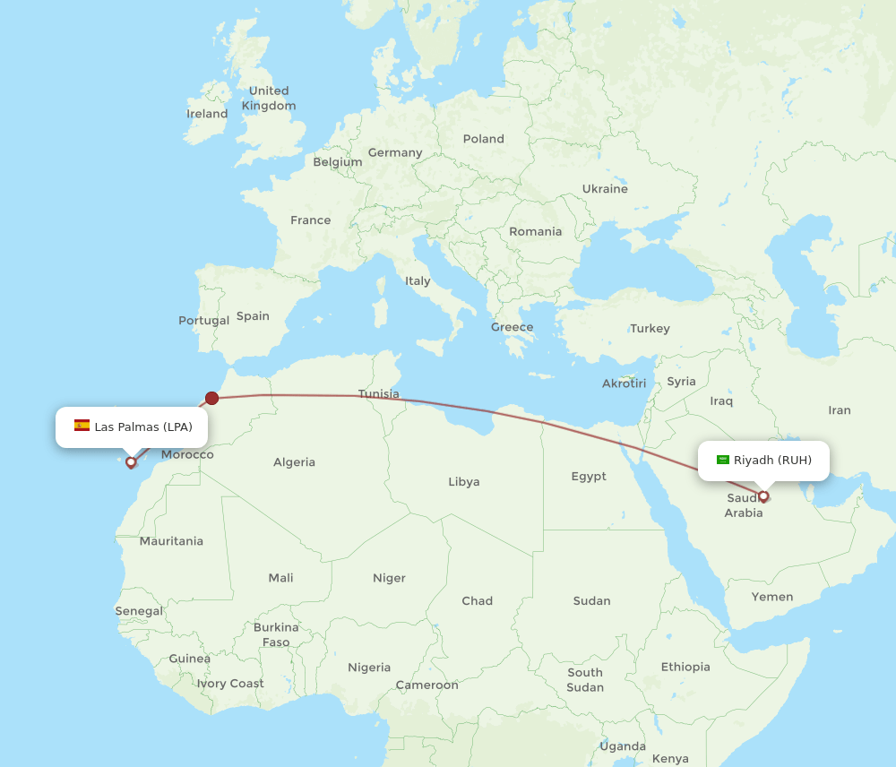LPA-RUH flight routes