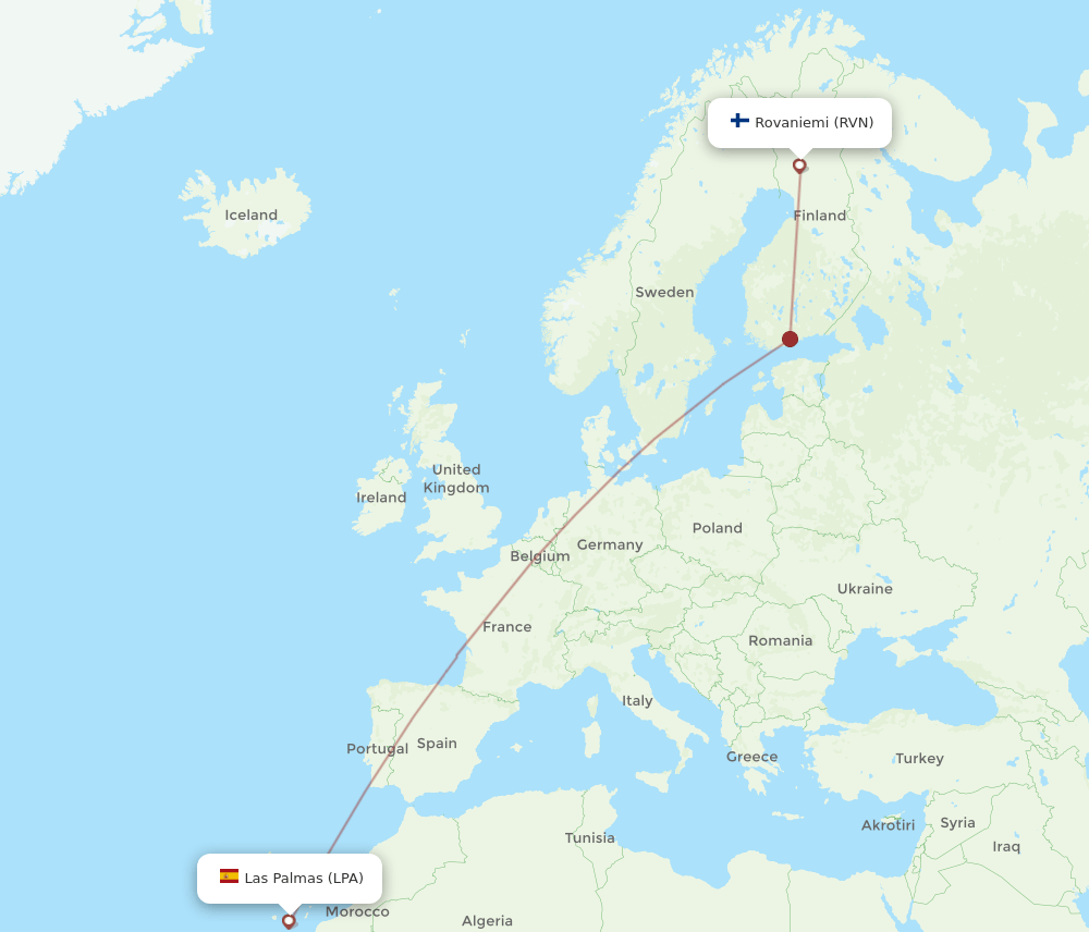 LPA-RVN flight routes