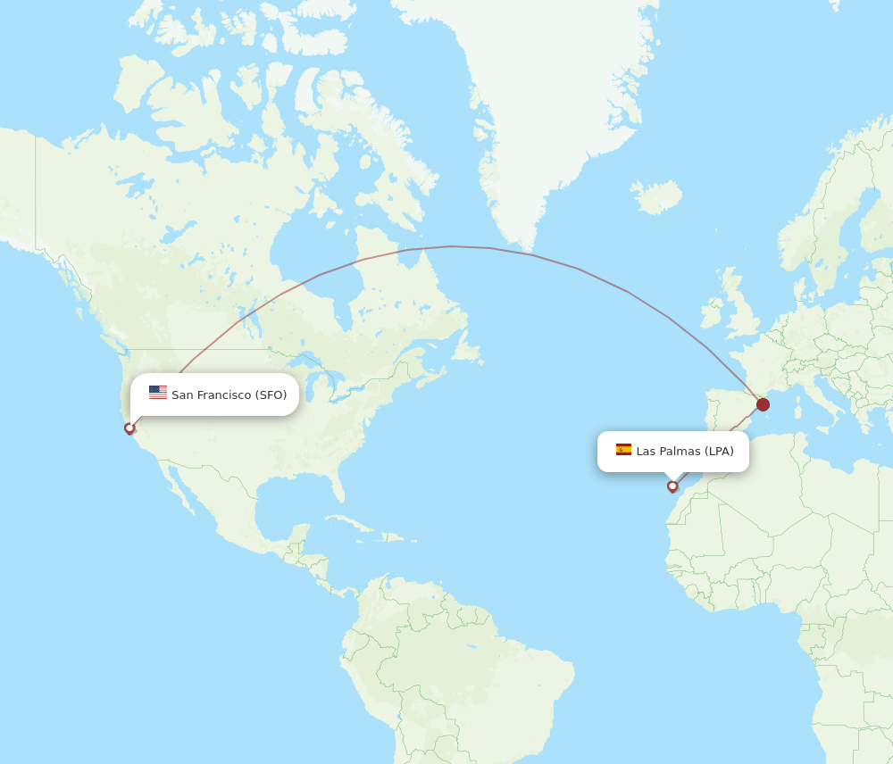 LPA-SFO flight routes