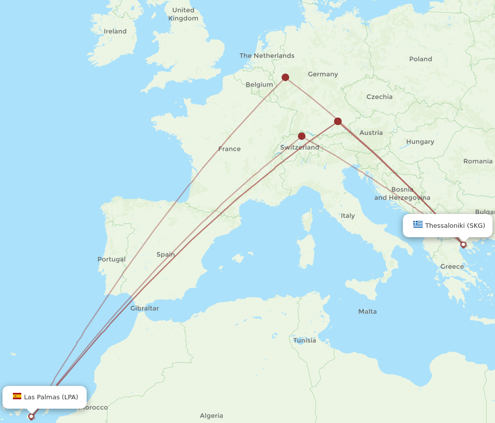 LPA to SKG flights and routes map