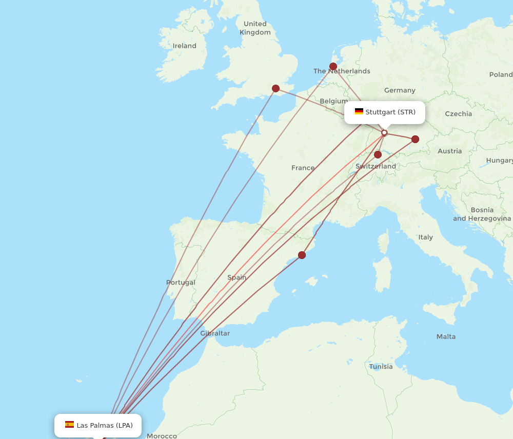 LPA-STR flight routes