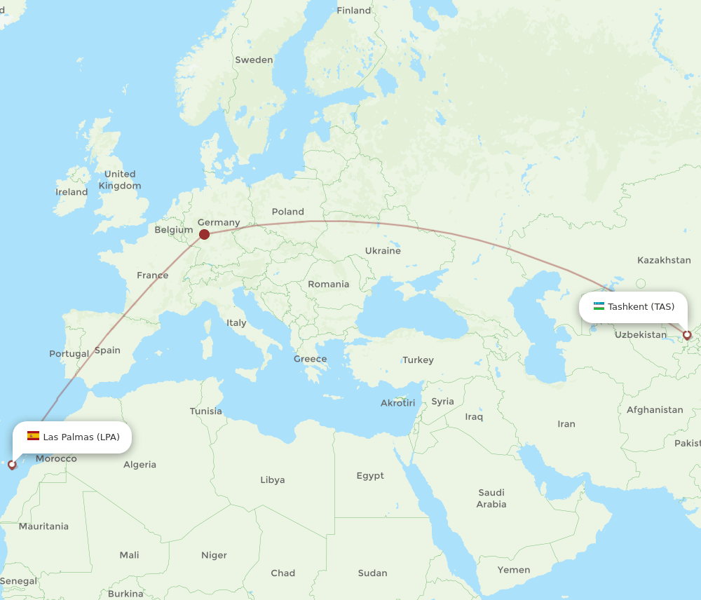 TAS to LPA flights and routes map