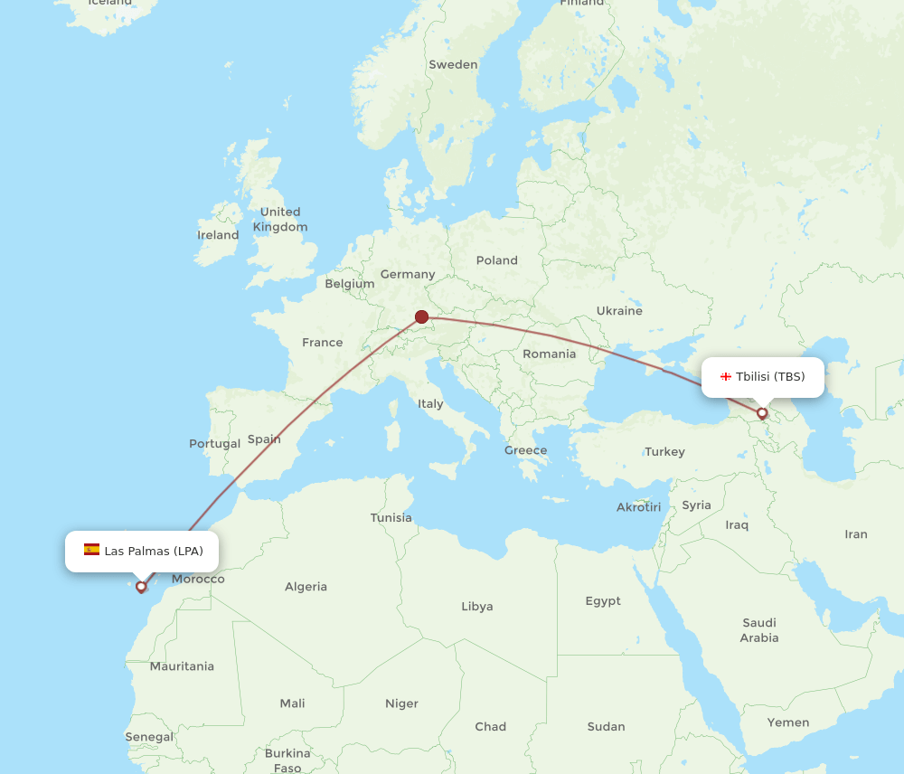 LPA-TBS flight routes