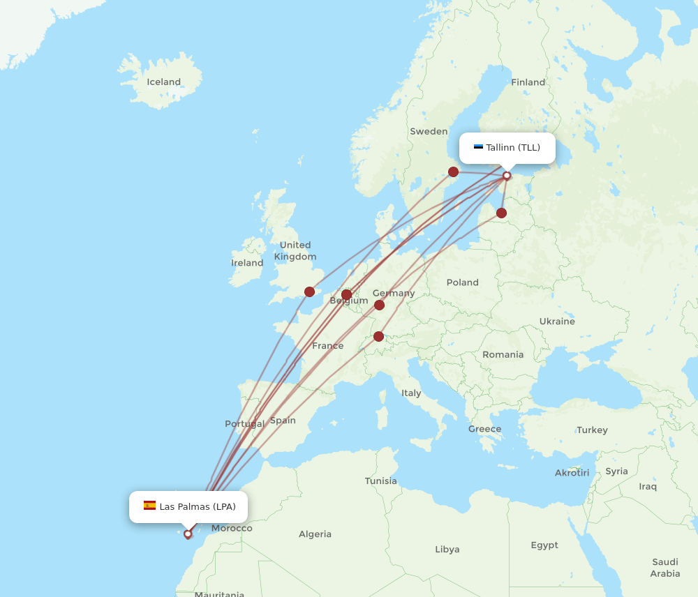 LPA-TLL flight routes