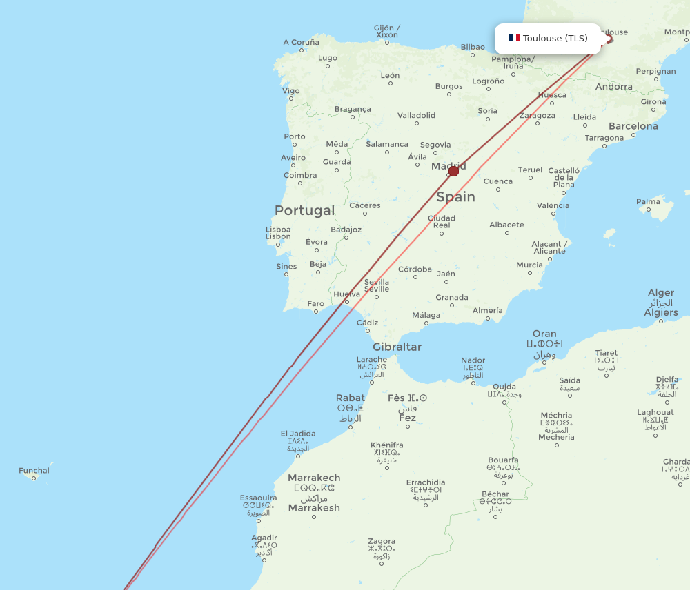 LPA to TLS flights and routes map