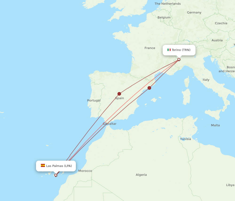 LPA-TRN flight routes