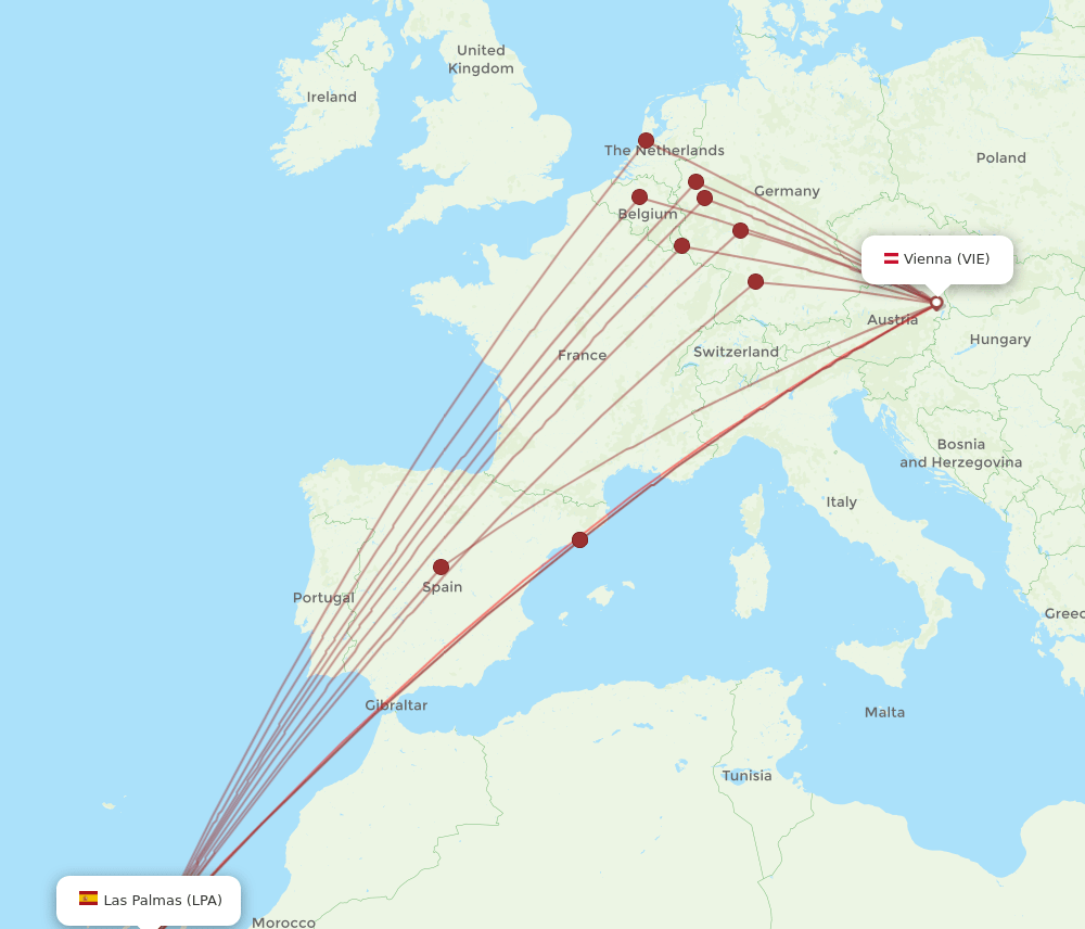 LPA-VIE flight routes