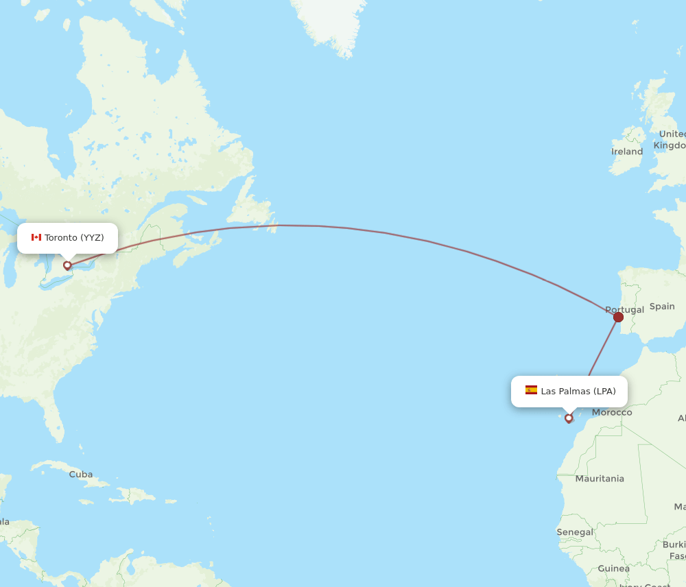 LPA-YYZ flight routes