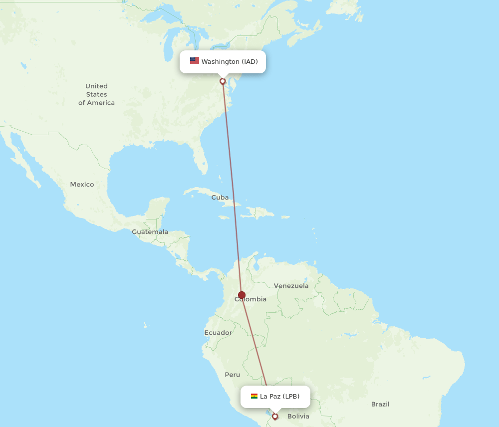 LPB-IAD flight routes