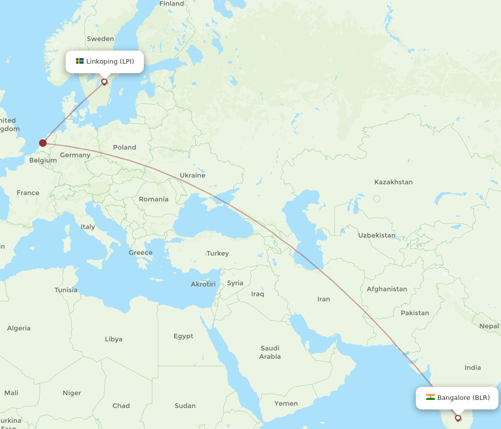 LPI-BLR flight routes