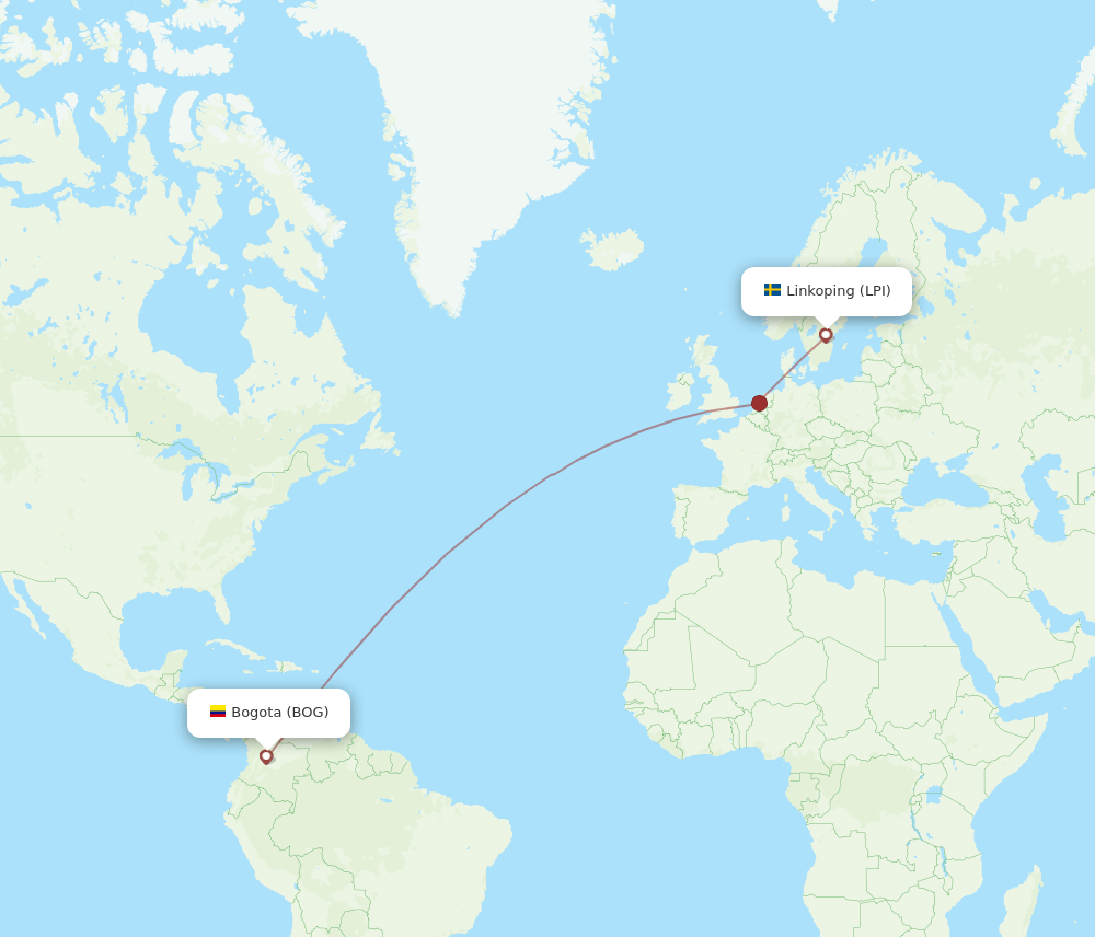 LPI-BOG flight routes