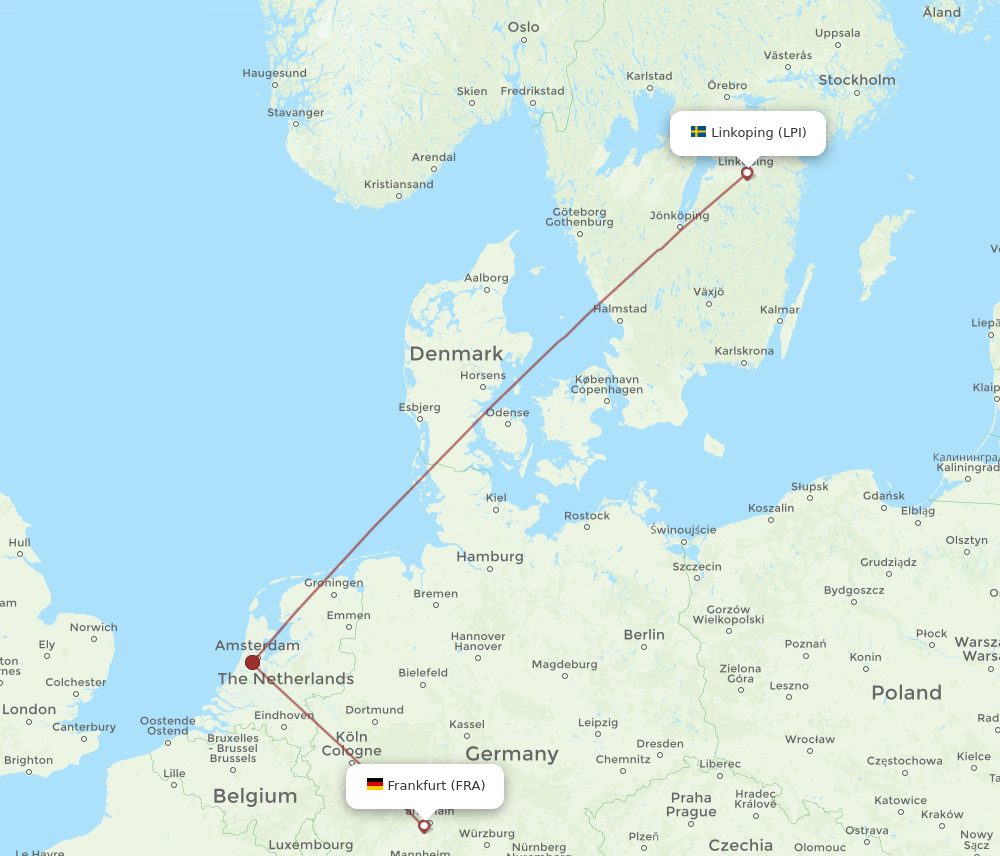 LPI to FRA flights and routes map