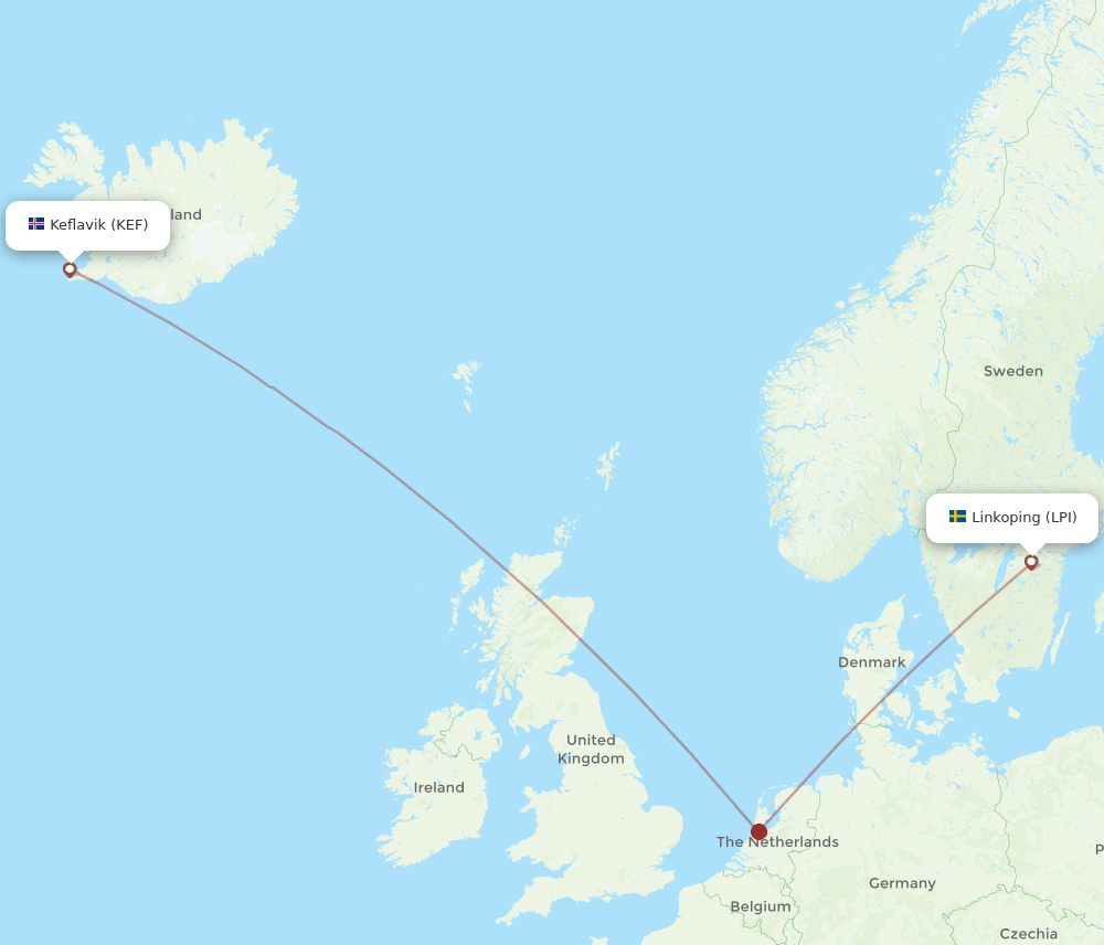 LPI-KEF flight routes
