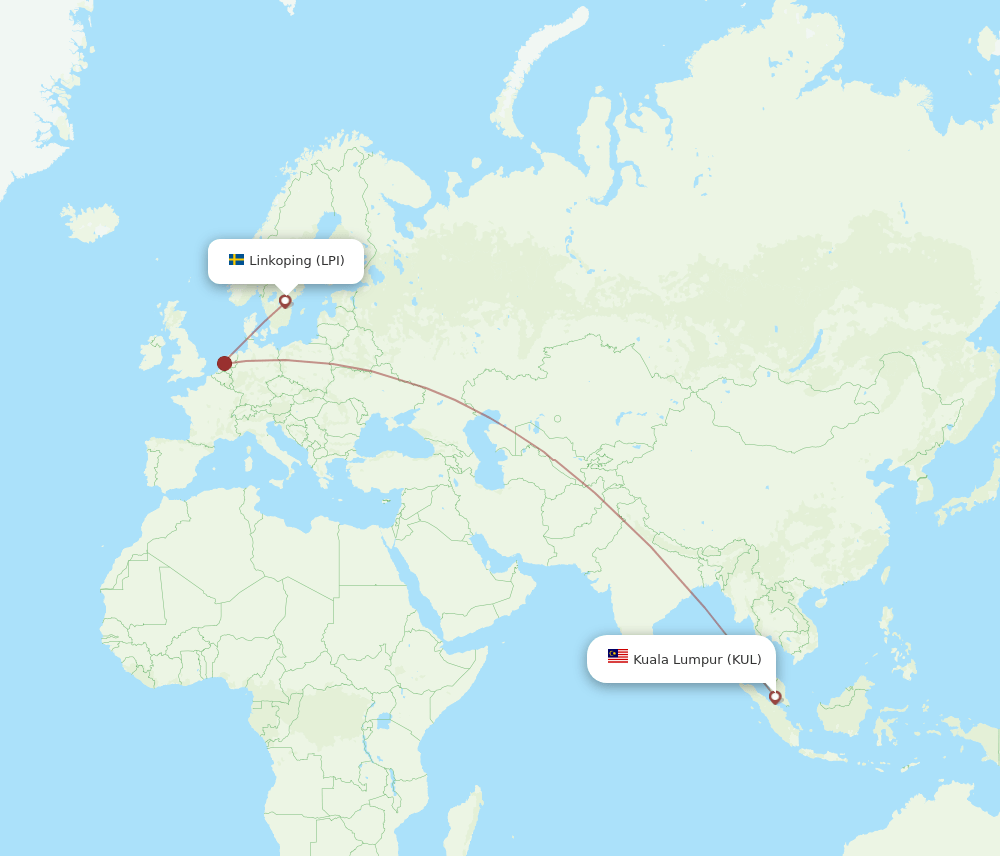 LPI-KUL flight routes