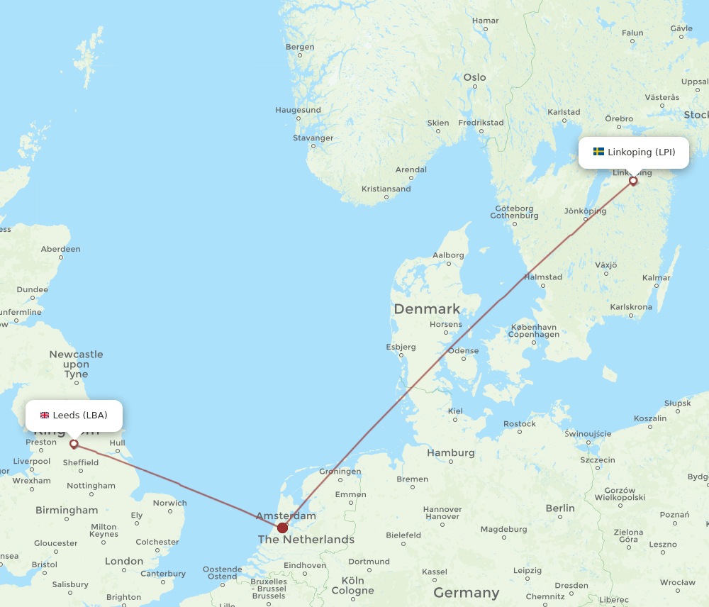 LPI-LBA flight routes
