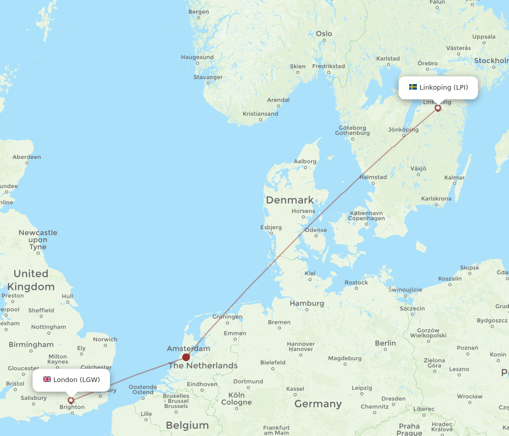LPI to LGW flights and routes map