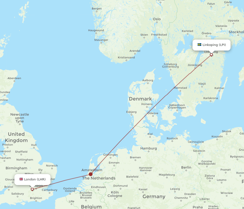 LPI-LHR flight routes
