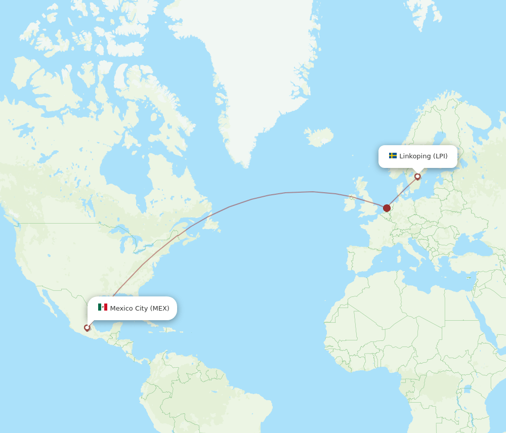 LPI to MEX flights and routes map