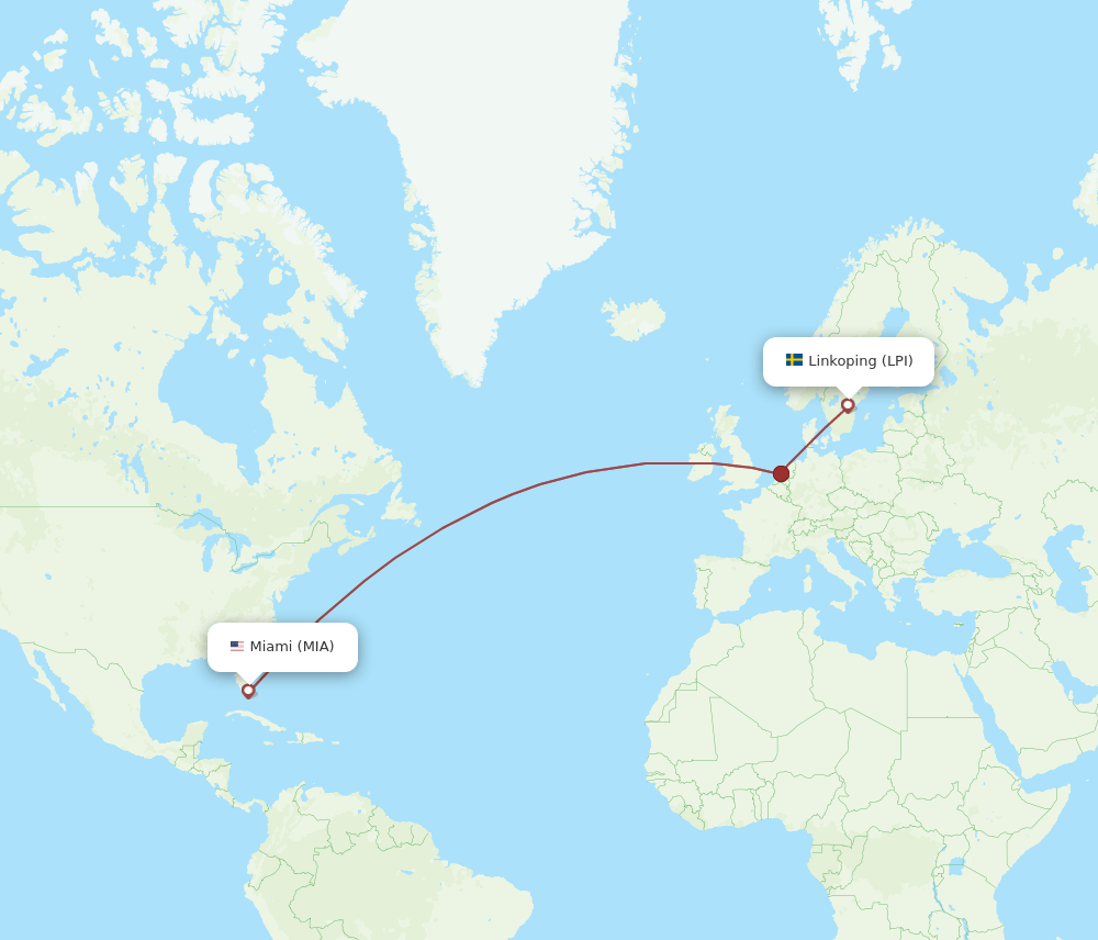 LPI-MIA flight routes