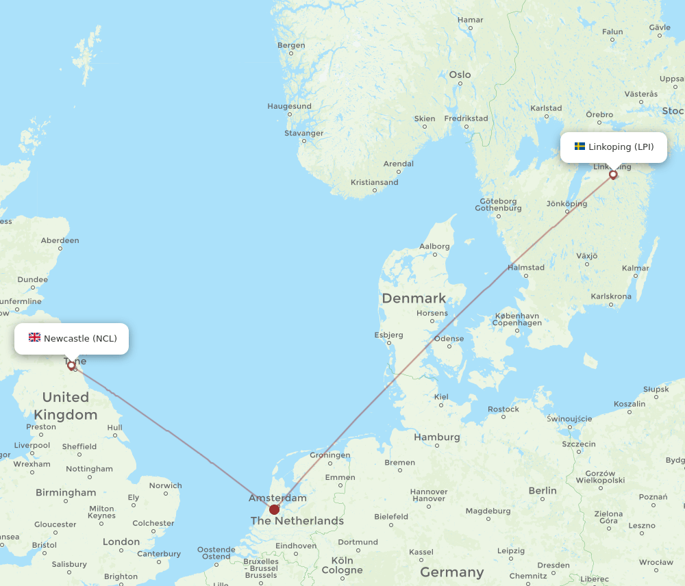 LPI-NCL flight routes