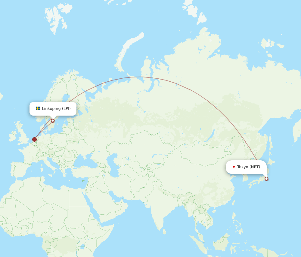 LPI to NRT flights and routes map