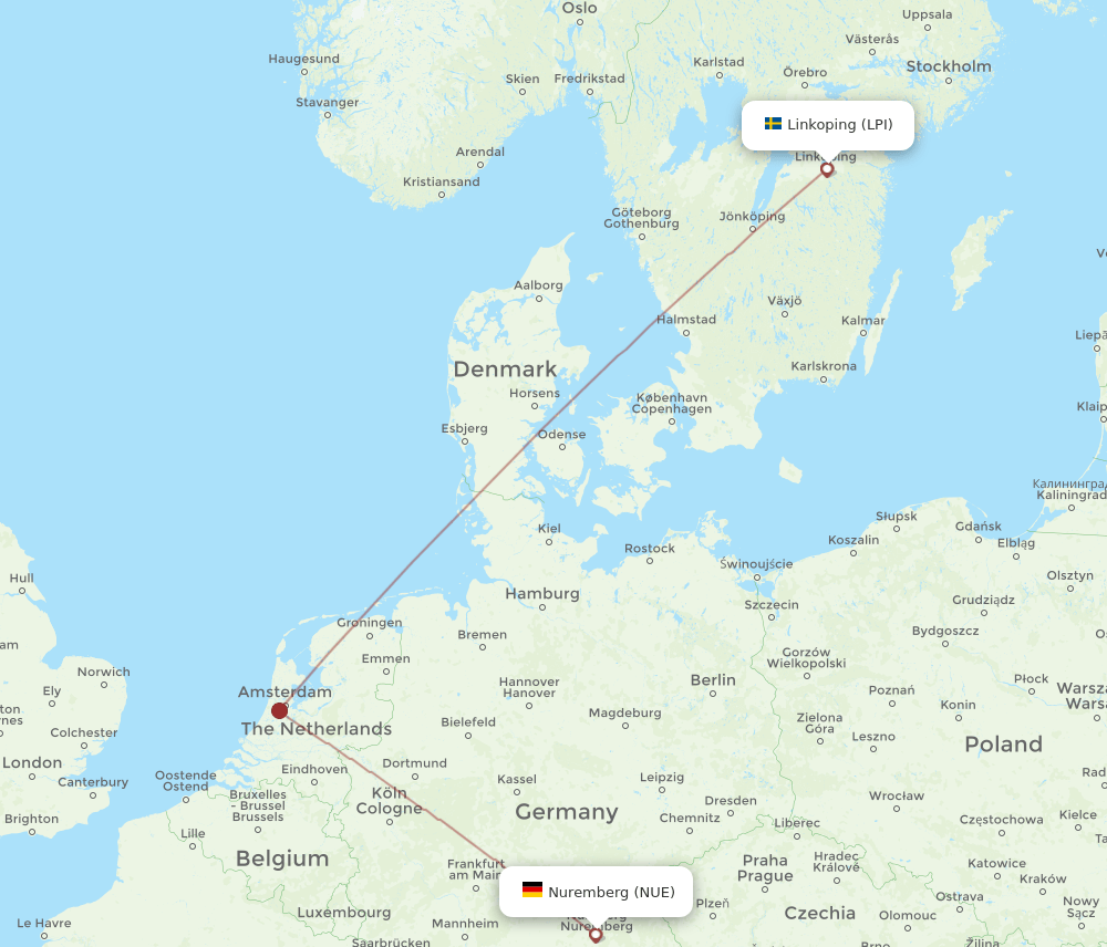 LPI to NUE flights and routes map