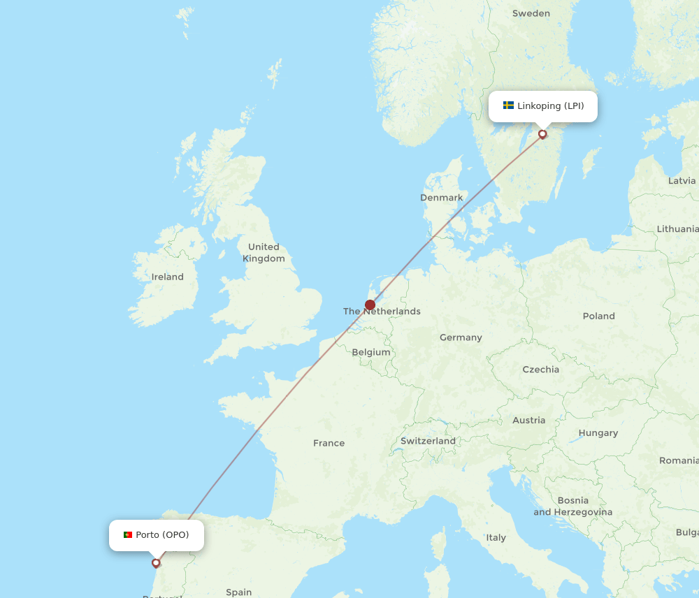 LPI to OPO flights and routes map