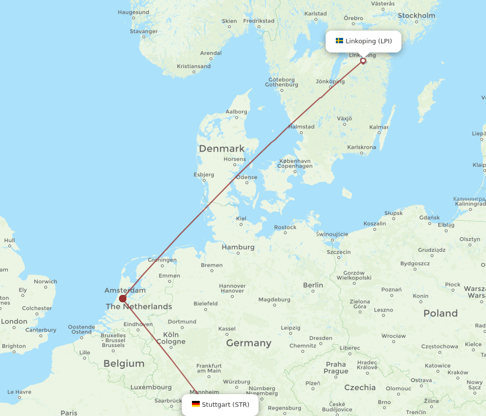 LPI to STR flights and routes map