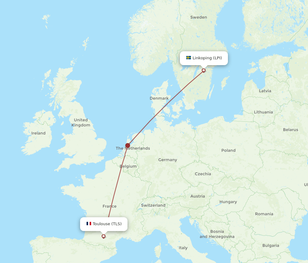 LPI to TLS flights and routes map