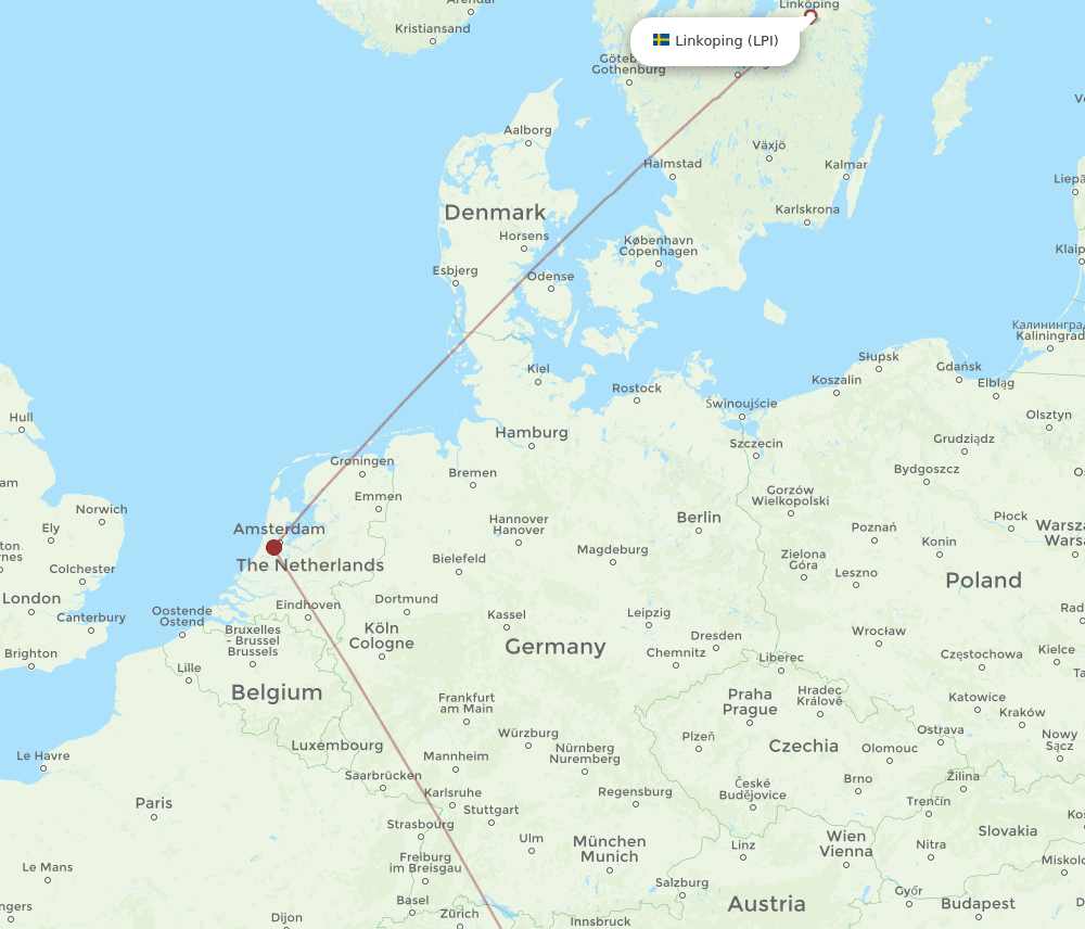 Verona - Linkoping route map and flight paths