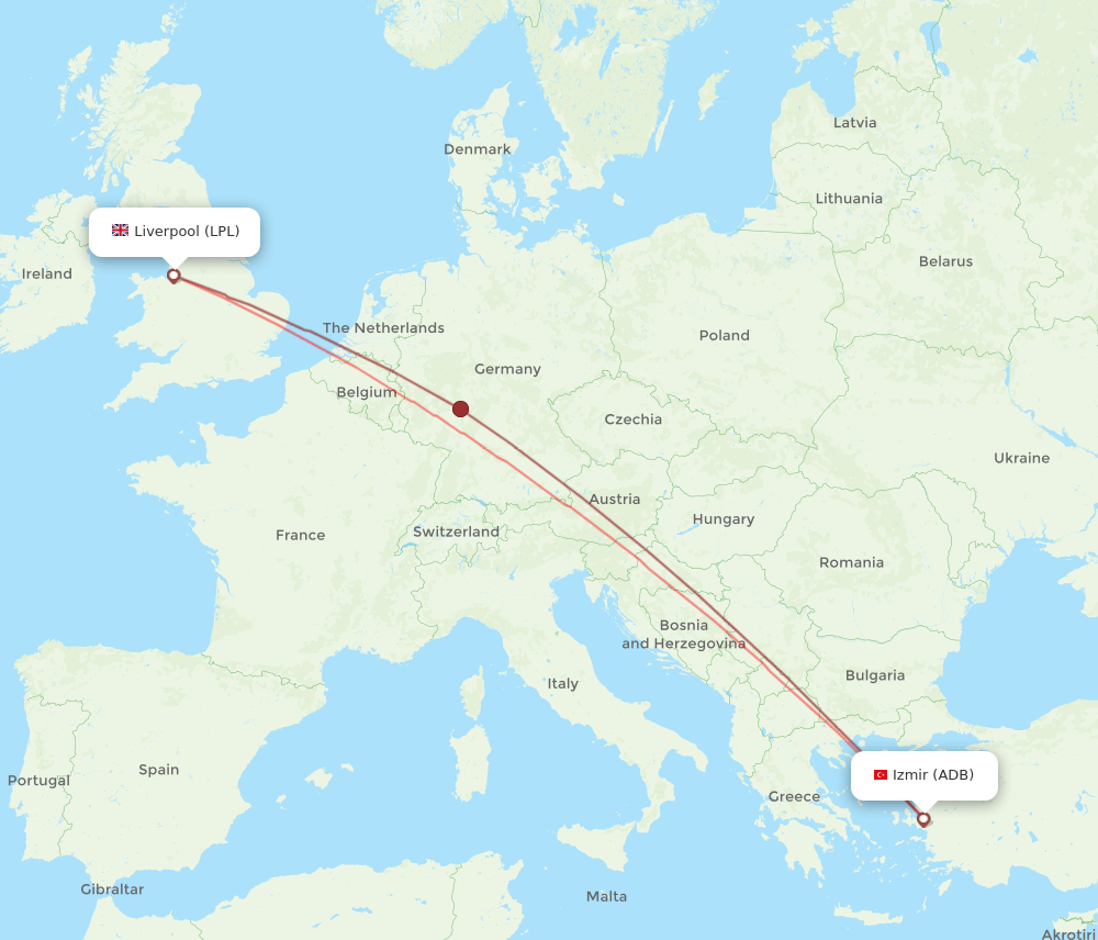 LPL to ADB flights and routes map