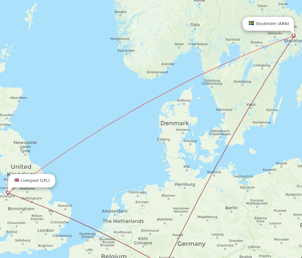 LPL to ARN flights and routes map