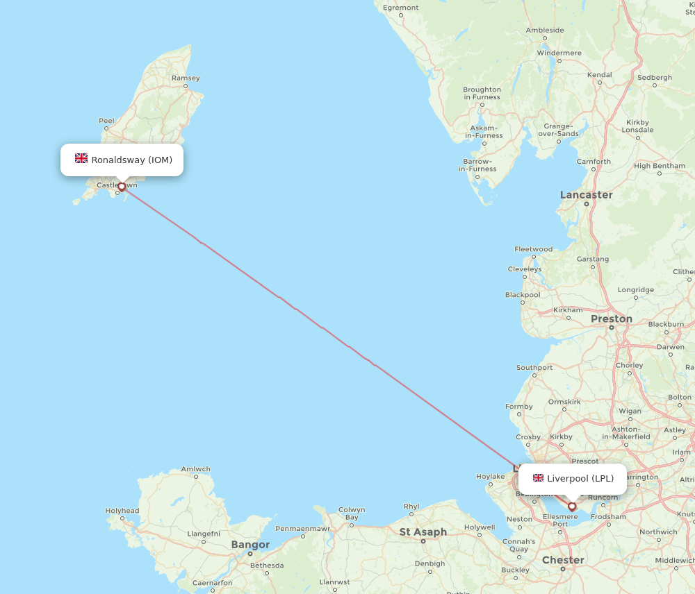 Liverpool - Isle Of Man route map and flight paths
