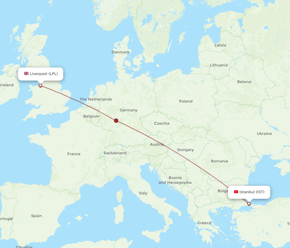 LPL to IST flights and routes map