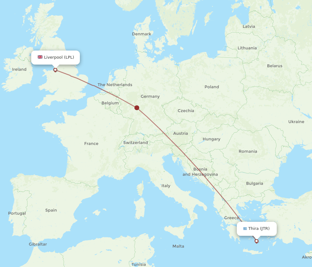 LPL-JTR flight routes