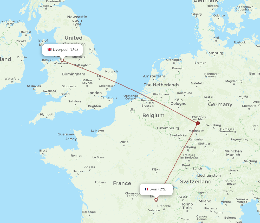 LPL to LYS flights and routes map