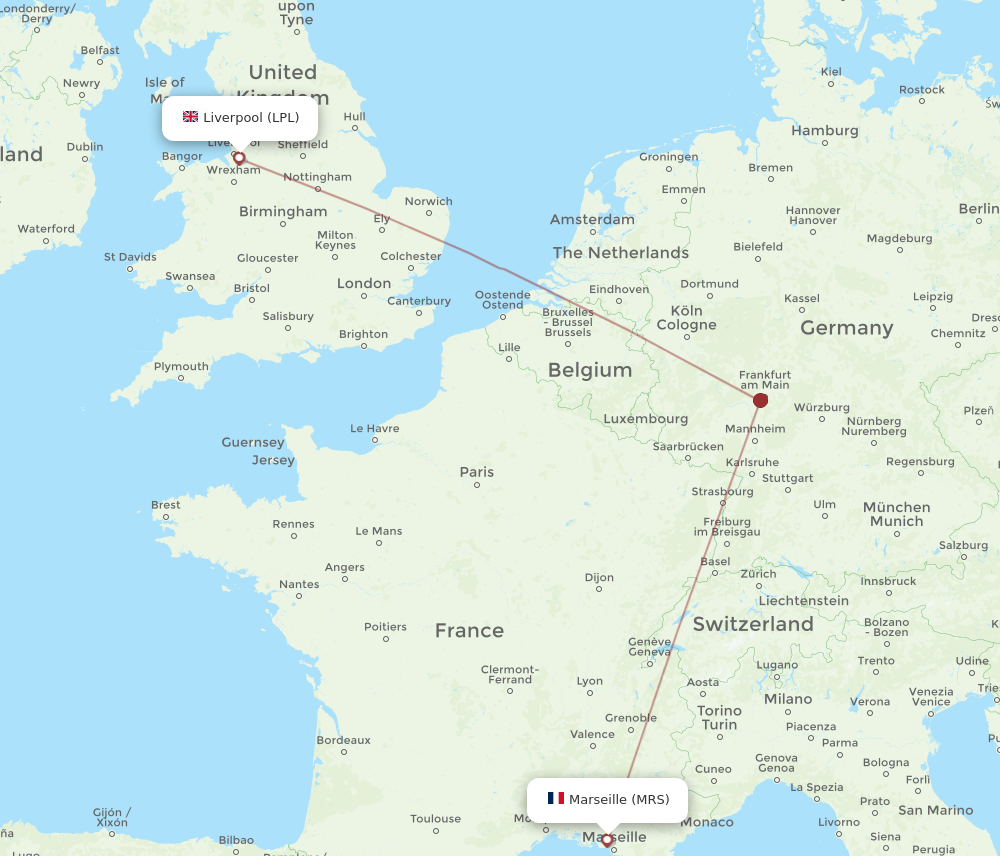 LPL to MRS flights and routes map