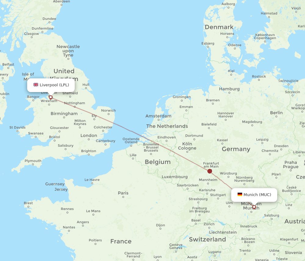 LPL to MUC flights and routes map