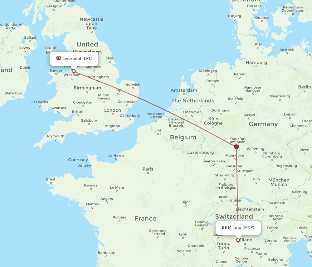 LPL to MXP flights and routes map