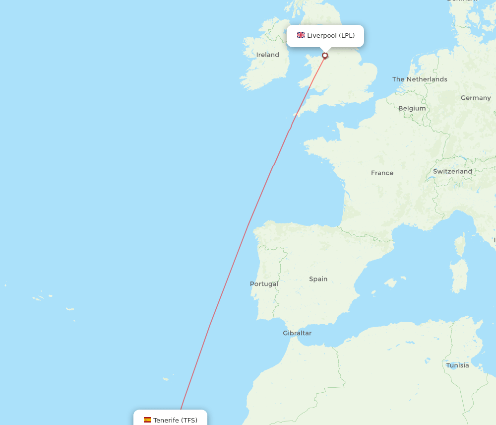 LPL to TFS flights and routes map