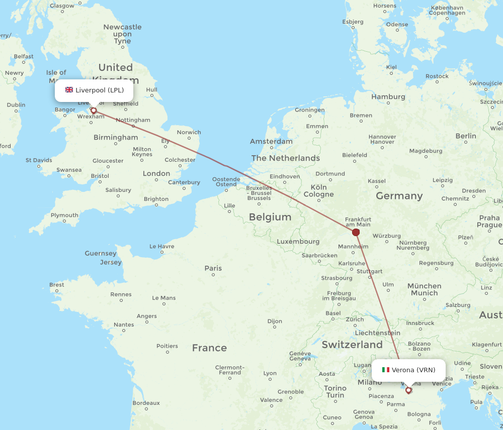 LPL to VRN flights and routes map