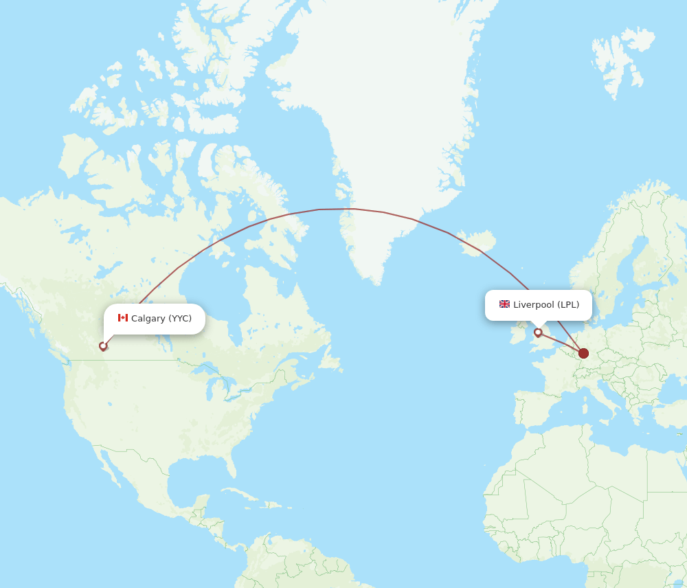 LPL-YYC flight routes